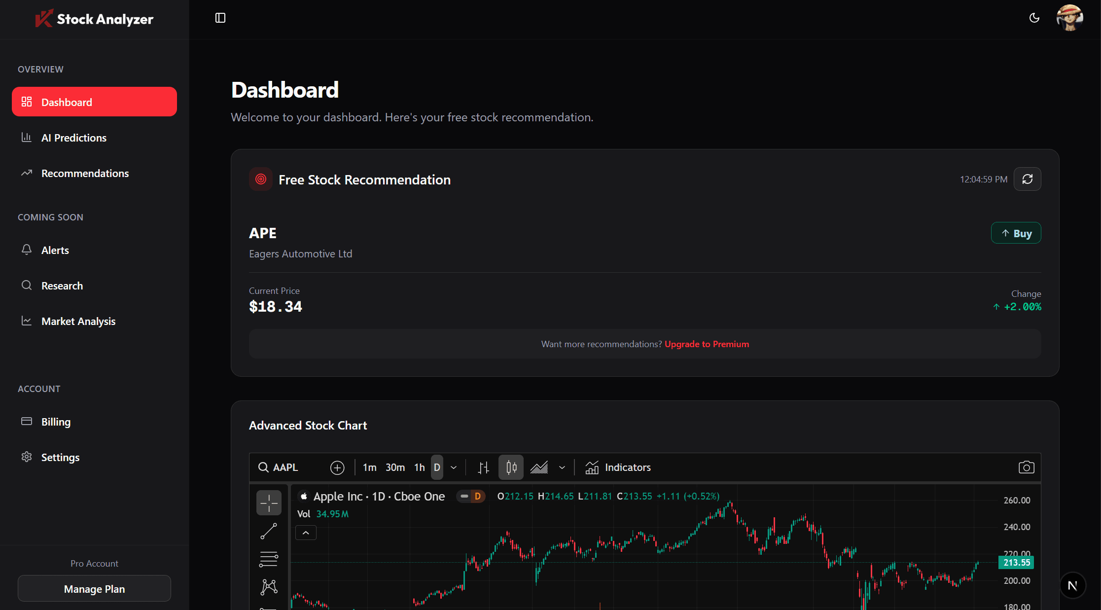 K-Stock Analyzer Dashboard Interface